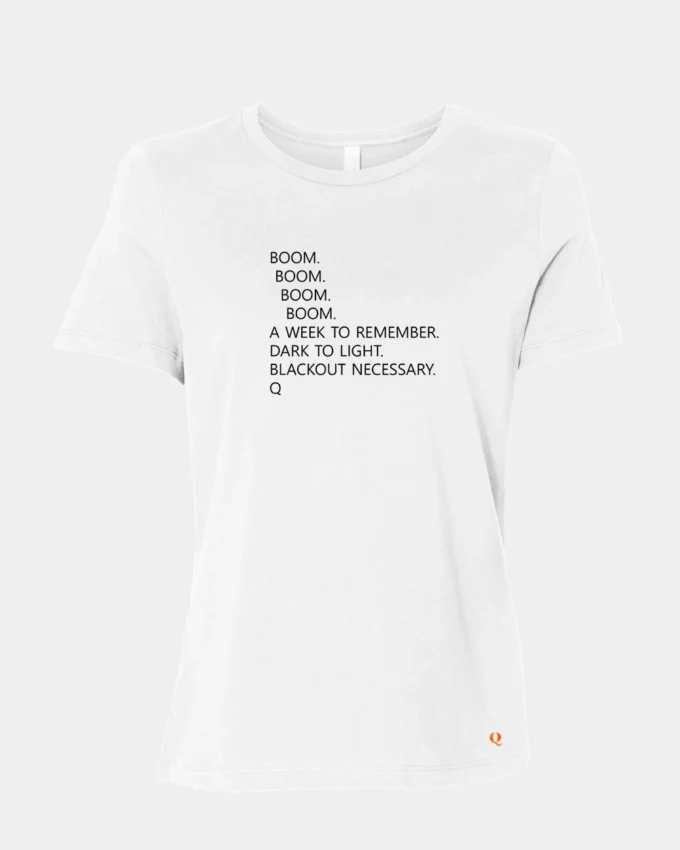 Q Boom Political Meme T-Shirt Made In America White Women's