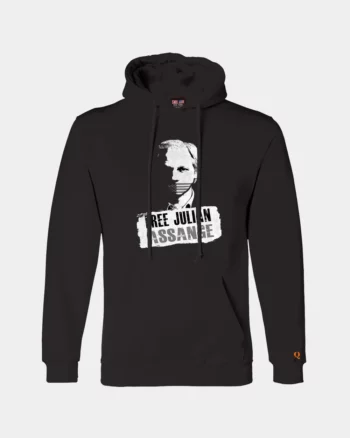 Free Assange Political Hoodie Made In America Unisex Black
